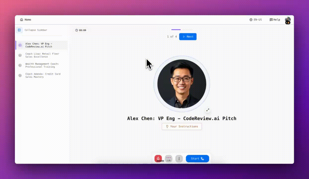 Pre-built interview scenarios in Tough Tongue AI